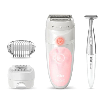 Silk-Épil 5 5-820 Epilator For Women For Gentle Hair Removal, White/Pink